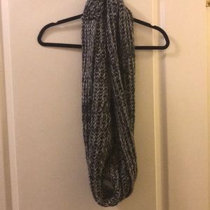 Black and white woven infinity scarf
